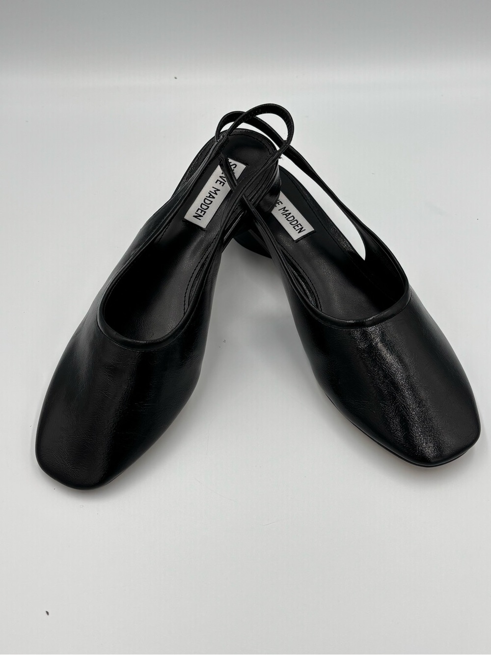 Steve Madden Mallorca Black Square Toe Slingback Flats Size 7.5M Never Worn